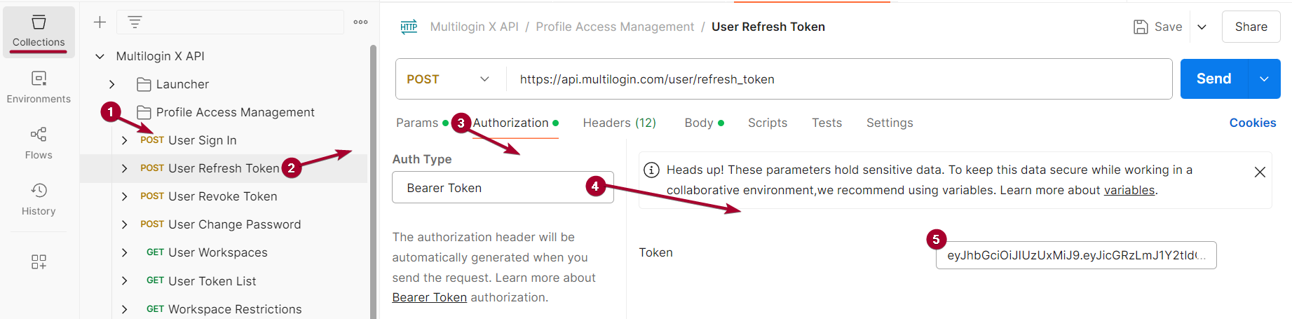 How to use Multilogin API as a team member with Postman reference visual 7