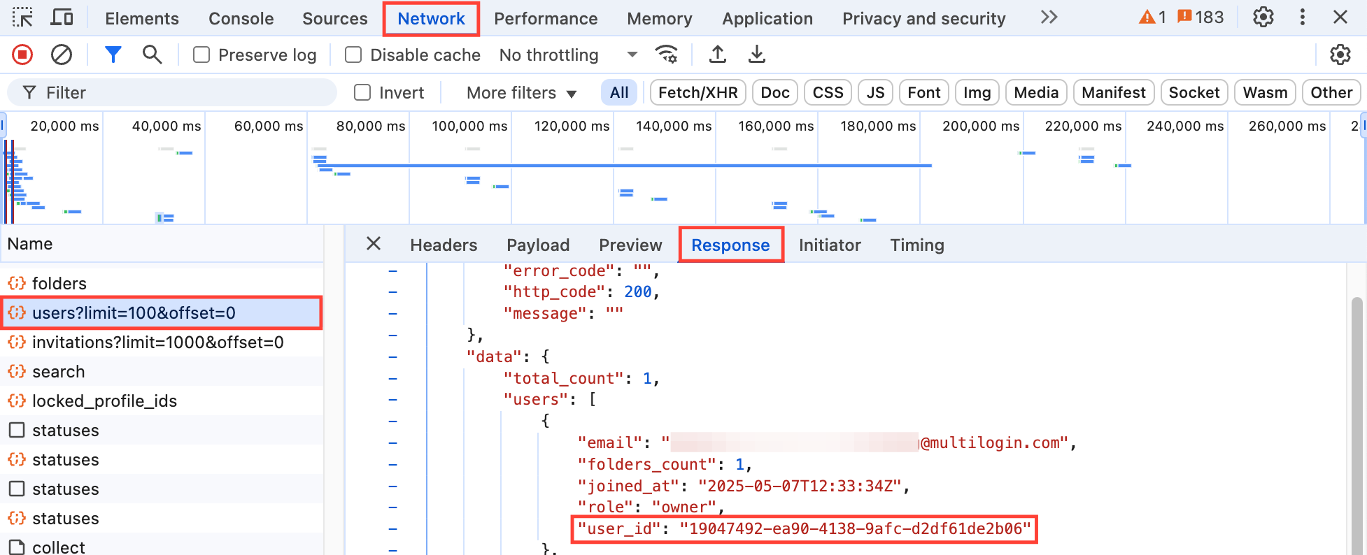 How to find a user ID in DevTools reference visual 4